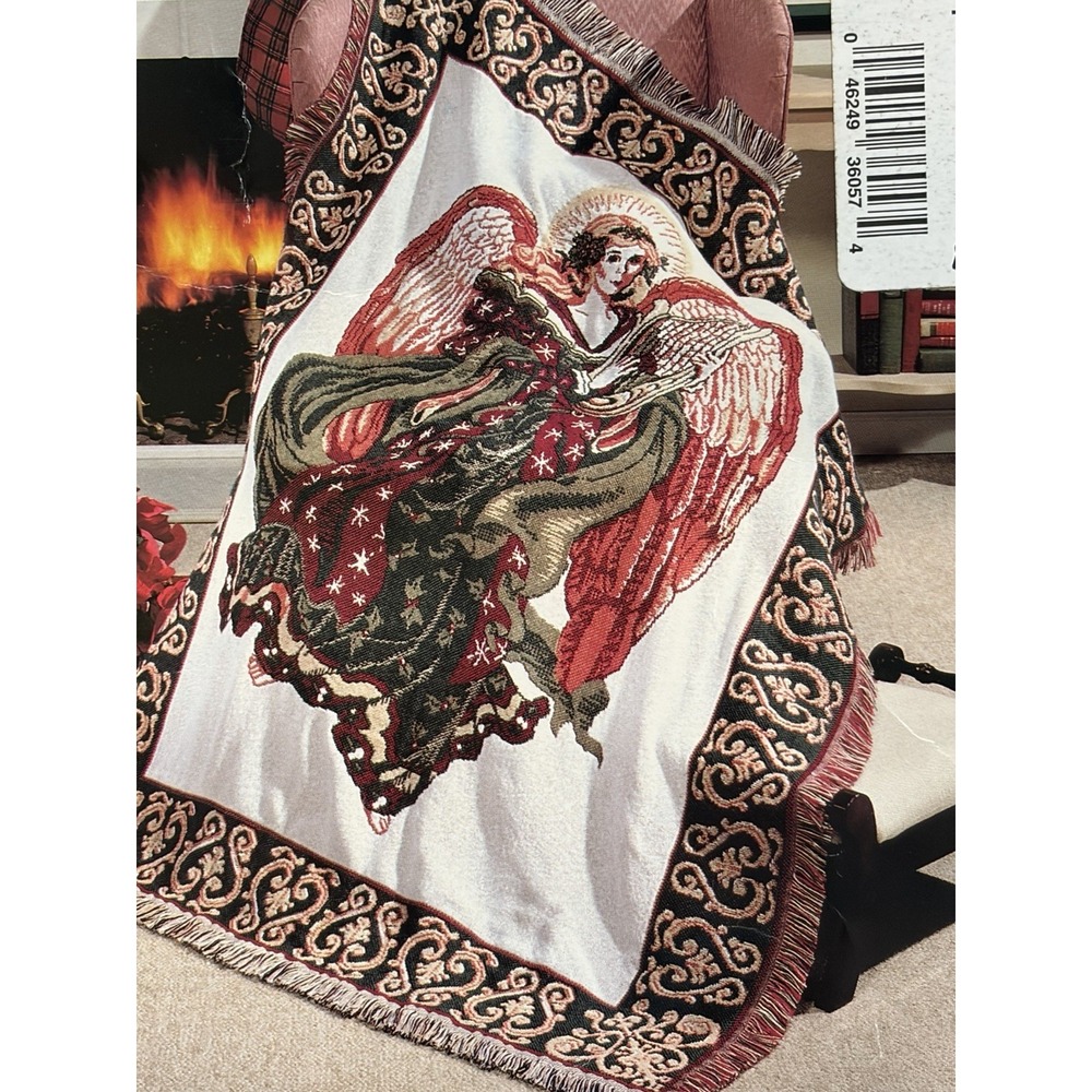 Crown Crafts Jacquard Woven Throw Angel Theme, NIP, 46 x 60